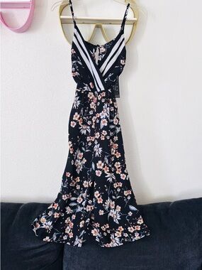 Trixxi Gaucho Cropped Length Floral Jumpsuit